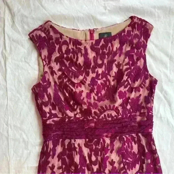 ADRIANNA PAPELL Purple Lace Overlay Dress Size 6 - Picture 4 of 8